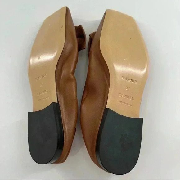 Mansur Gavriel ballet flats size 37 7 brown leather square toe bow balletcore - Picture 6 of 12